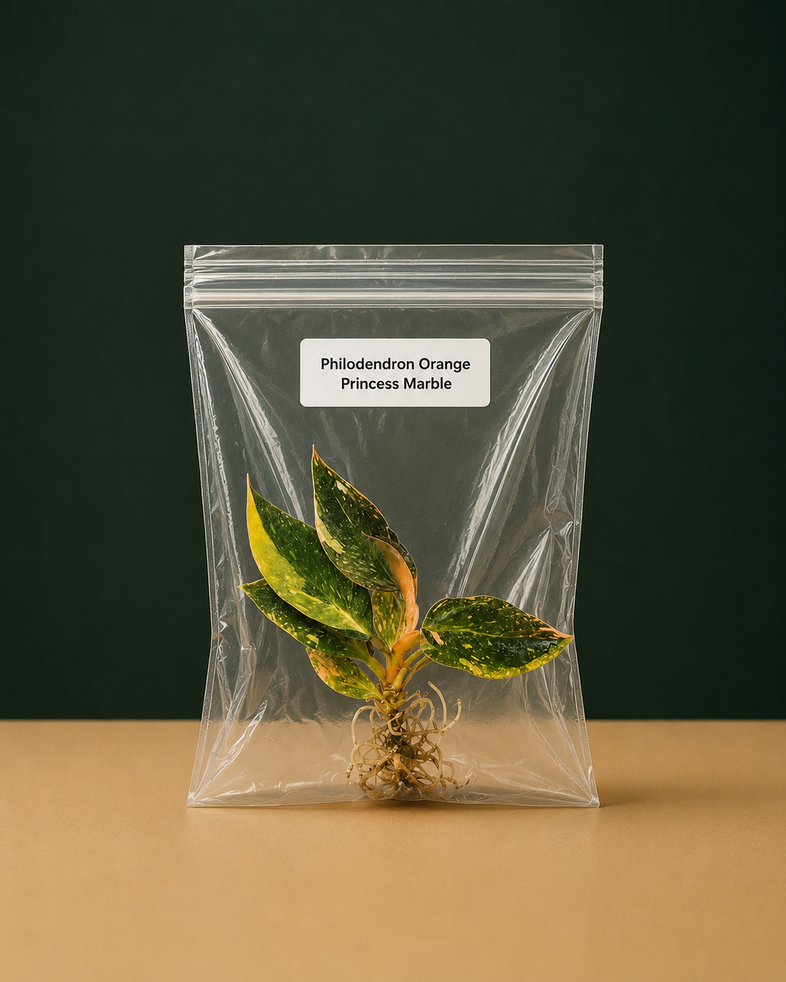 Philodendron Orange Princess Marble Tissue Culture Starter